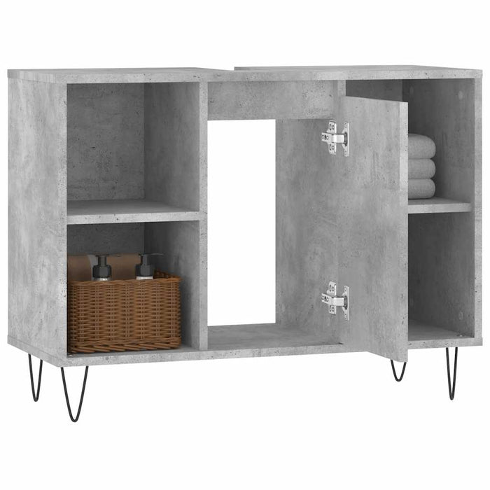 Dulap pentru baie, gri beton, 80x33x60 cm, lemn compozit WALTI