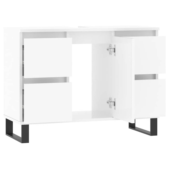 Dulap pentru baie, alb extralucios, 80x33x60 cm, lemn compozit WALTI
