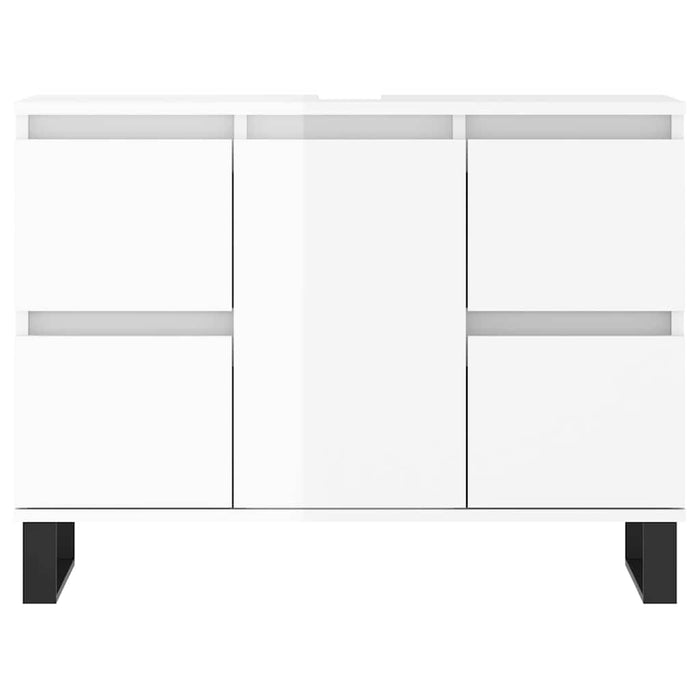 Dulap pentru baie, alb extralucios, 80x33x60 cm, lemn compozit WALTI