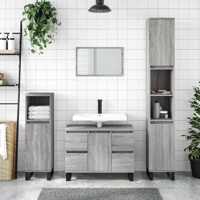Dulap pentru baie, gri sonoma, 80x33x60 cm, lemn compozit - WALTI WALTI