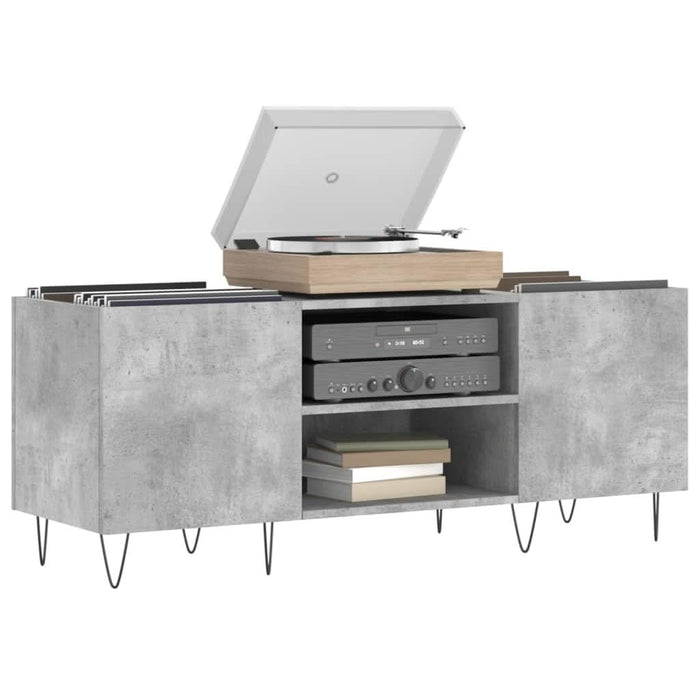 Dulap pentru discuri gri beton, 121x38x48 cm, lemn prelucrat - WALTI WALTI