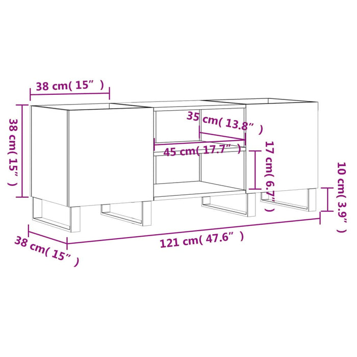 Dulap pentru discuri gri beton, 121x38x48 cm, lemn prelucrat - WALTI WALTI