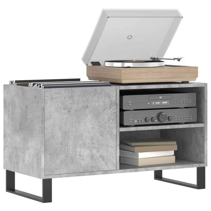 Dulap de discuri, gri beton, 85x38x48 cm, lemn prelucrat - WALTI WALTI