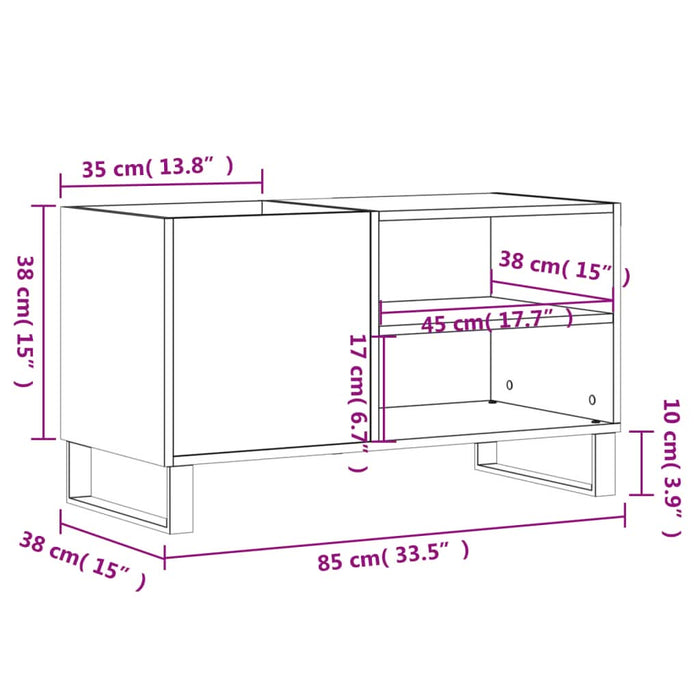Dulap de discuri, gri beton, 85x38x48 cm, lemn prelucrat - WALTI WALTI