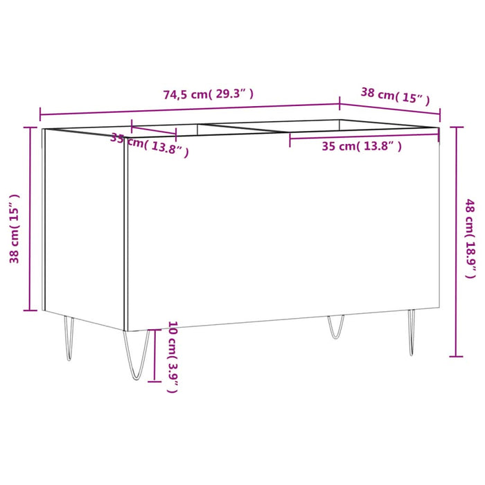 Dulap pentru discuri, gri beton, 74,5x38x48 cm, lemn prelucrat - WALTI WALTI