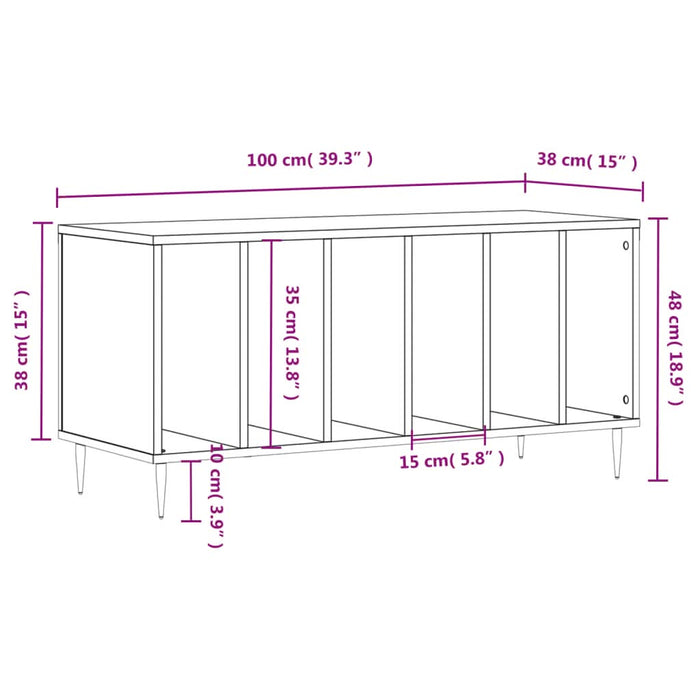 Dulap pentru discuri gri sonoma, 100x38x48 cm, lemn prelucrat - WALTI WALTI