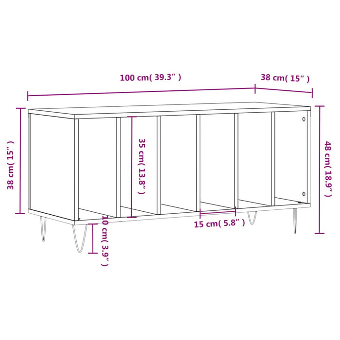 Dulap pentru discuri gri sonoma, 100x38x48 cm, lemn prelucrat - WALTI WALTI