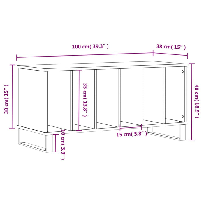 Dulap pentru discuri stejar fumuriu 100x38x48 cm lemn compozit - WALTI WALTI