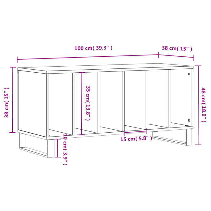 Dulap pentru discuri gri sonoma, 100x38x48 cm, lemn prelucrat WALTI