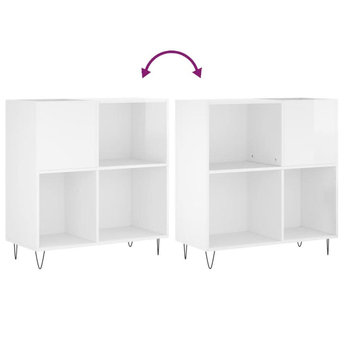 Dulap de discuri alb extralucios 84,5x38x89 cm lemn compozit - WALTI WALTI