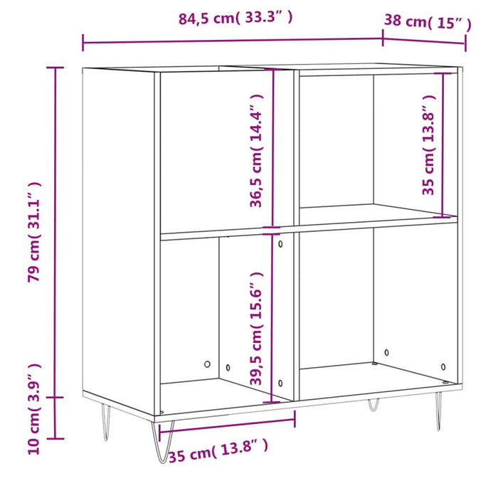 Dulap de discuri alb extralucios 84,5x38x89 cm lemn compozit - WALTI WALTI
