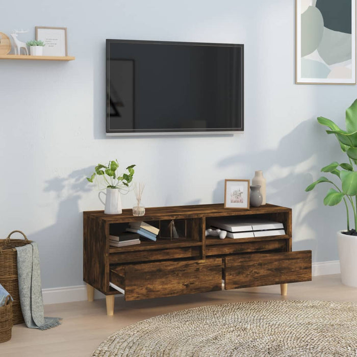 Comodă TV, stejar fumuriu, 100x34,5x44,5 cm, lemn prelucrat - WALTI WALTI