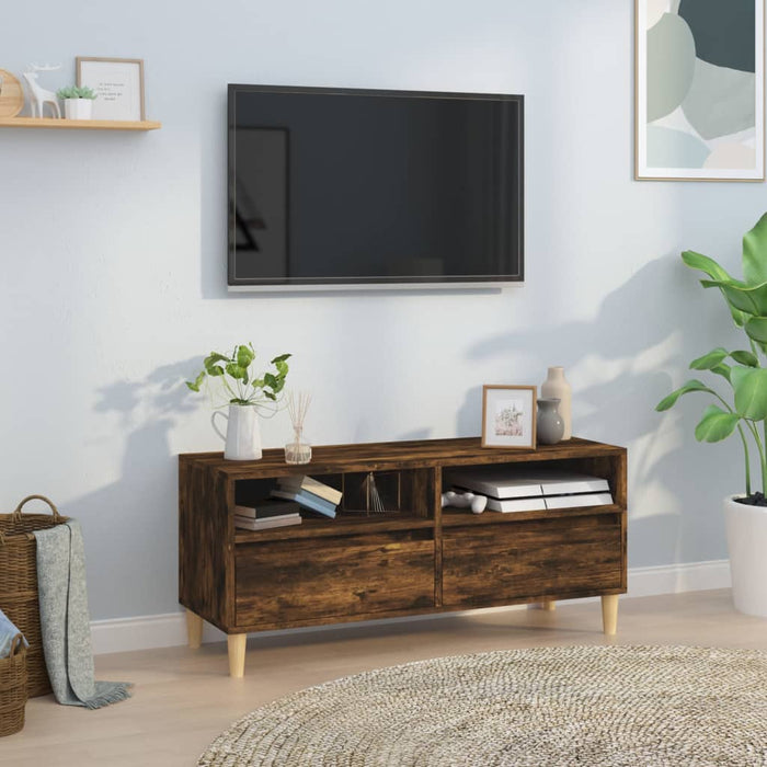 Comodă TV, stejar fumuriu, 100x34,5x44,5 cm, lemn prelucrat - WALTI WALTI