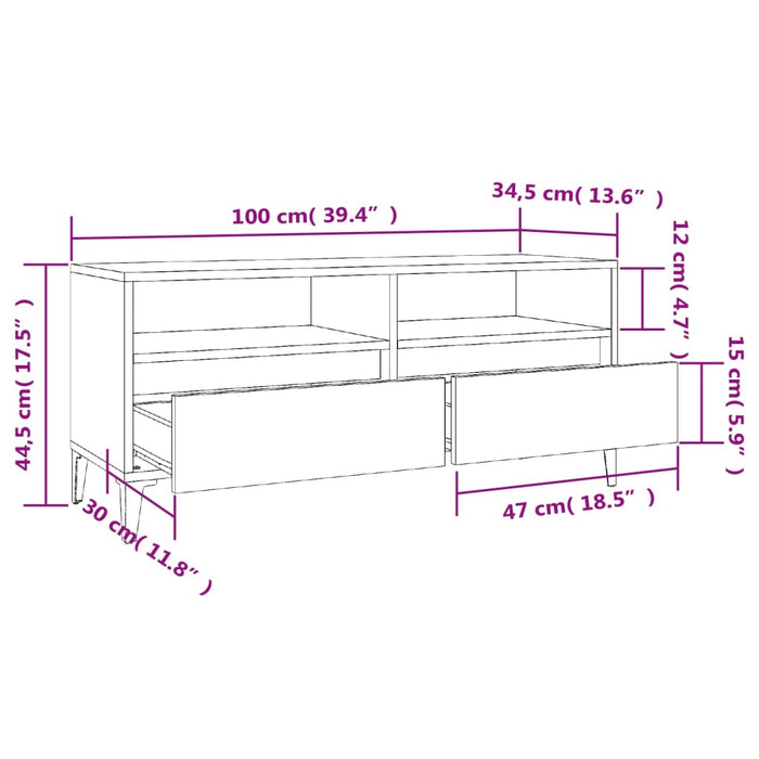 Comodă TV, alb, 100x34,5x44,5 cm, lemn prelucrat - WALTI WALTI