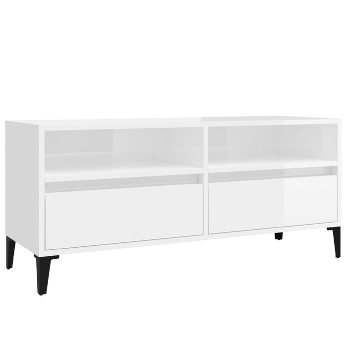 Comodă TV, alb extralucios, 100x34,5x44,5 cm, lemn prelucrat - WALTI WALTI