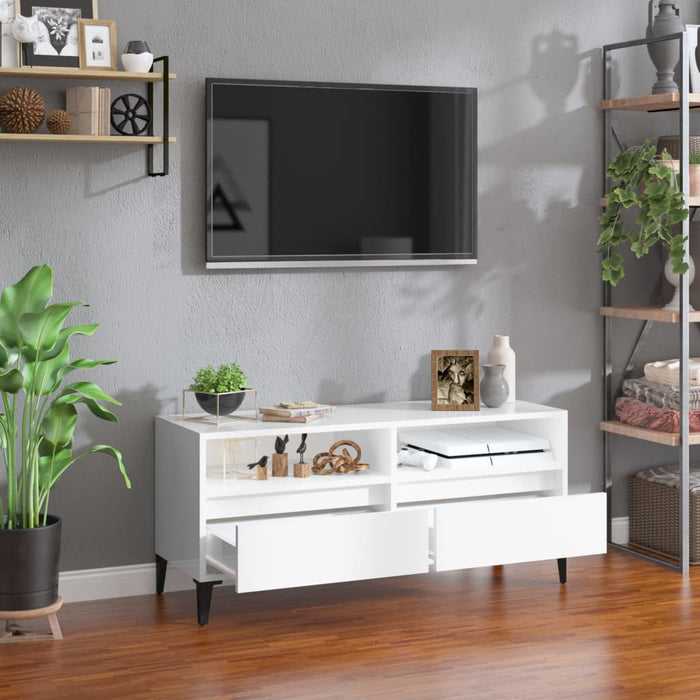 Comodă TV, alb extralucios, 100x34,5x44,5 cm, lemn prelucrat - WALTI WALTI