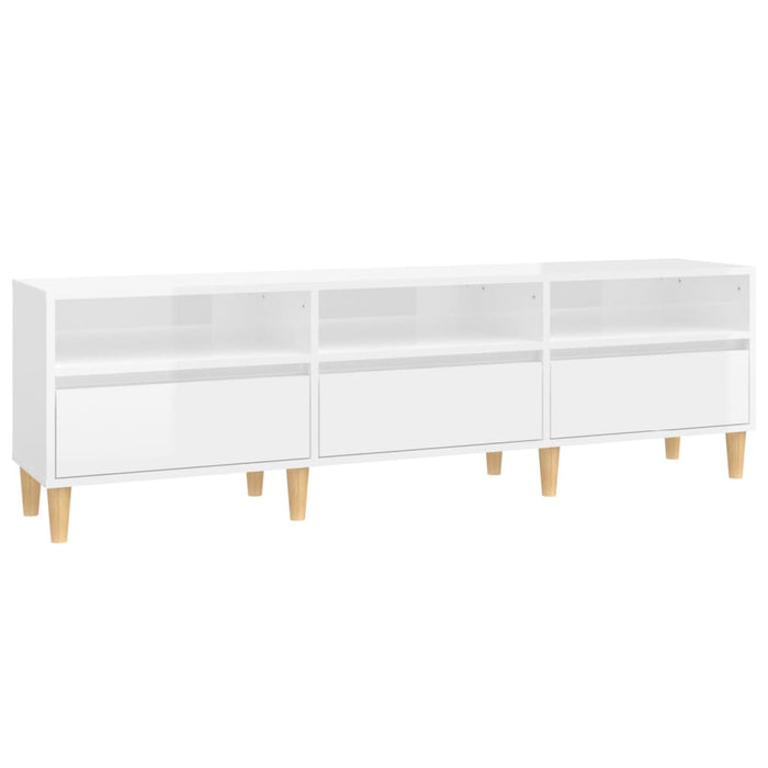 Comodă TV, alb extralucios, 150x30x44,5 cm, lemn prelucrat WALTI