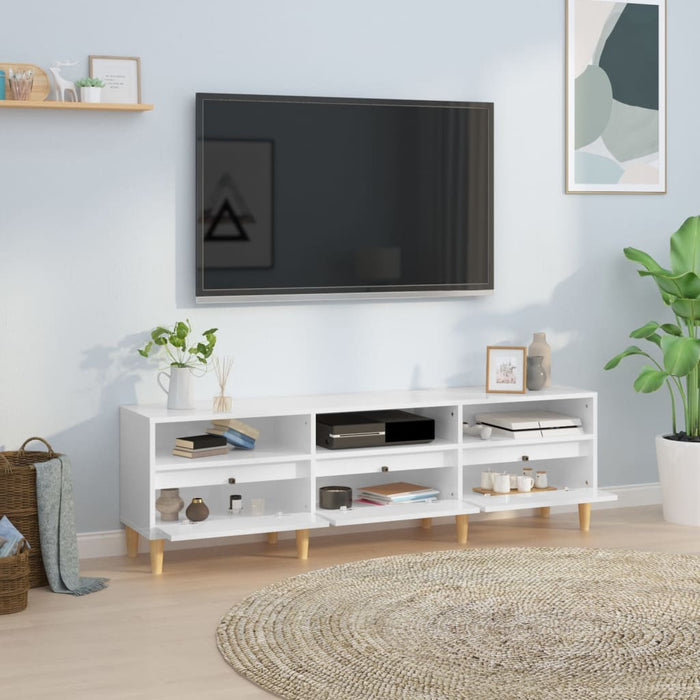 Comodă TV, alb extralucios, 150x30x44,5 cm, lemn prelucrat WALTI