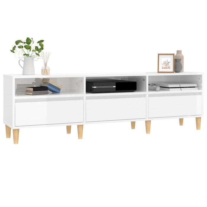 Comodă TV, alb extralucios, 150x30x44,5 cm, lemn prelucrat WALTI