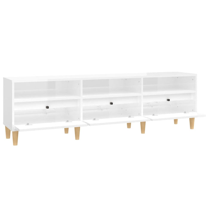 Comodă TV, alb extralucios, 150x30x44,5 cm, lemn prelucrat WALTI