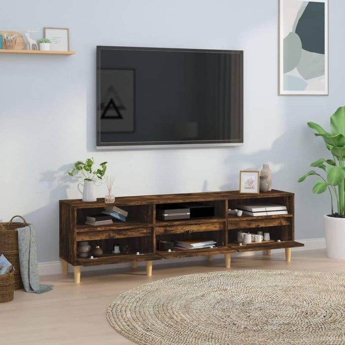 Comodă TV, stejar fumuriu, 150x30x44,5 cm, lemn prelucrat - WALTI WALTI