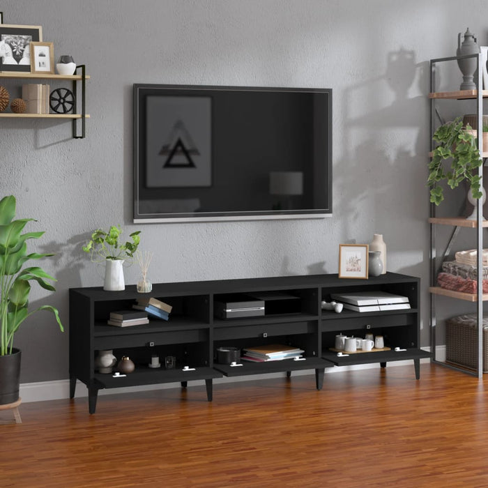 Comodă TV, negru, 150x30x44,5 cm, lemn prelucrat WALTI