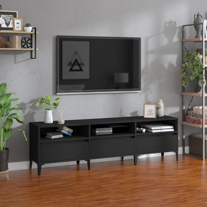 Comodă TV, negru, 150x30x44,5 cm, lemn prelucrat WALTI