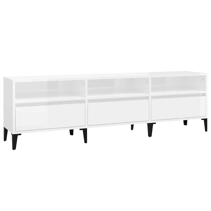 Comodă TV, alb extralucios, 150x30x44,5 cm, lemn prelucrat WALTI