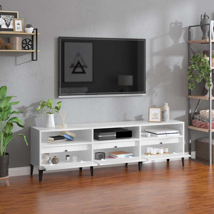 Comodă TV, alb extralucios, 150x30x44,5 cm, lemn prelucrat WALTI