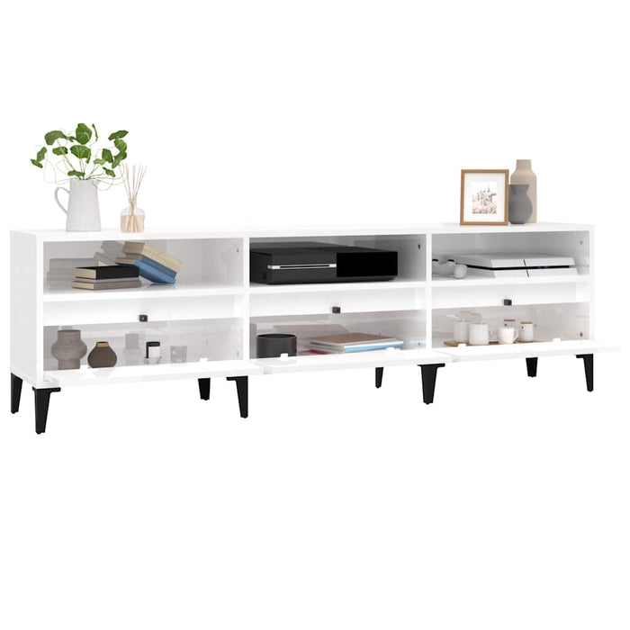 Comodă TV, alb extralucios, 150x30x44,5 cm, lemn prelucrat WALTI