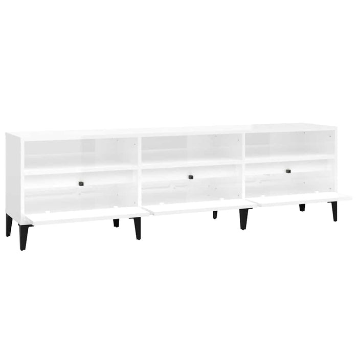 Comodă TV, alb extralucios, 150x30x44,5 cm, lemn prelucrat WALTI