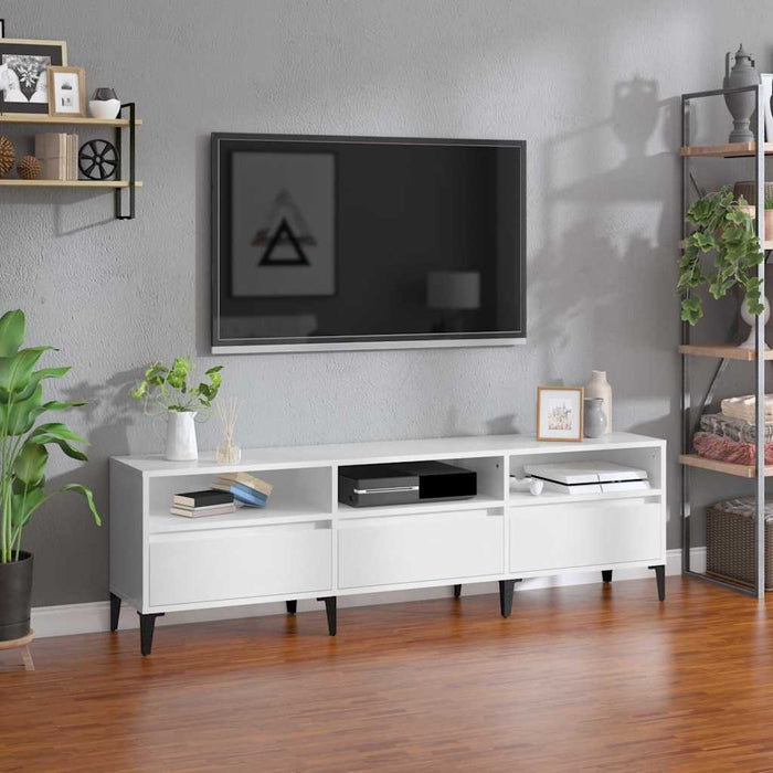 Comodă TV, alb extralucios, 150x30x44,5 cm, lemn prelucrat WALTI