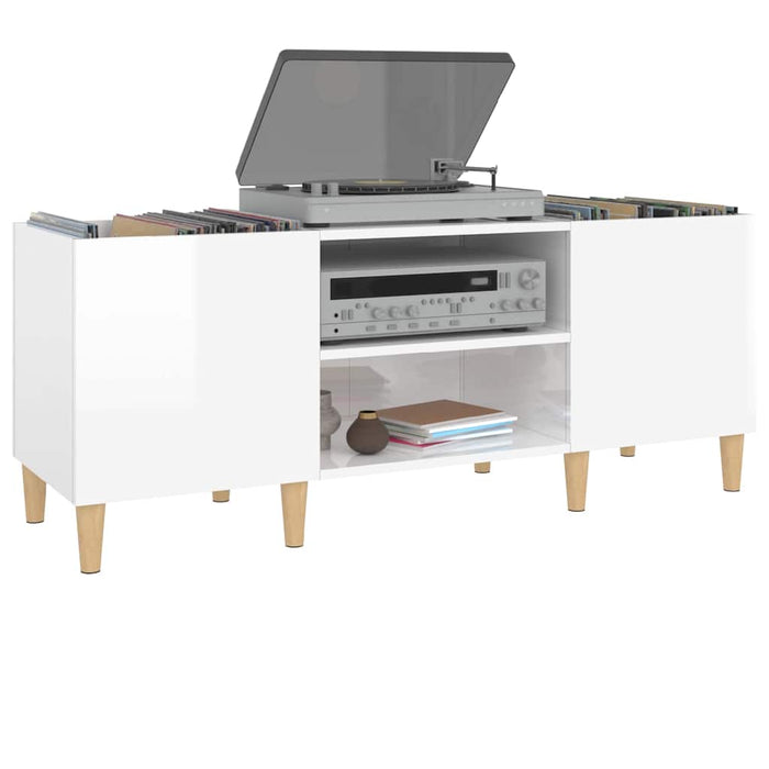 Dulapuri pentru discuri alb lucios 121x38x48 cm, lemn prelucrat - WALTI WALTI