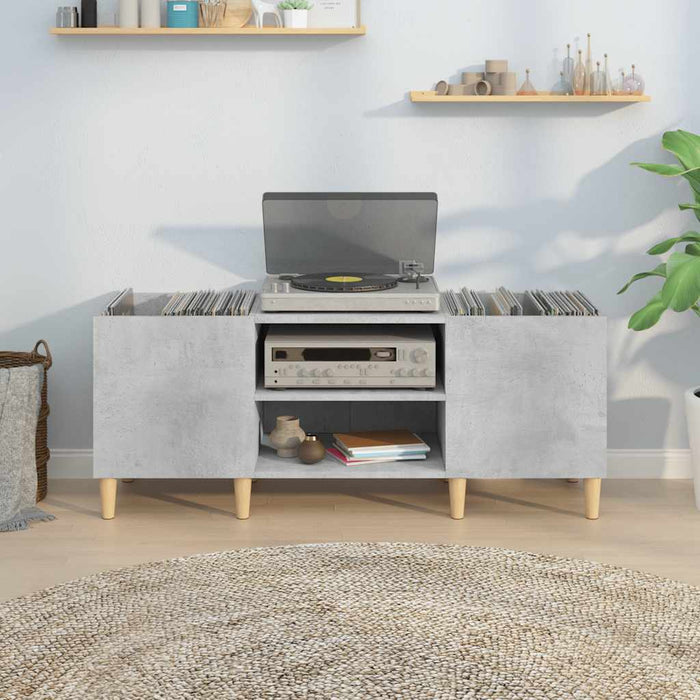 Dulap pentru discuri gri beton, 121x38x48 cm, lemn prelucrat - WALTI WALTI