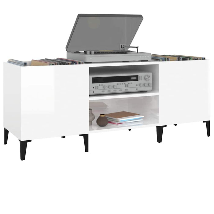 Dulapuri pentru discuri alb lucios 121x38x48 cm, lemn prelucrat - WALTI WALTI