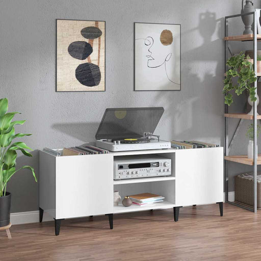 Dulapuri pentru discuri alb lucios 121x38x48 cm, lemn prelucrat - WALTI WALTI