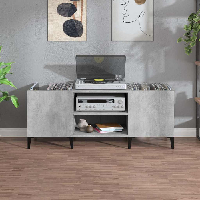 Dulap pentru discuri gri beton, 121x38x48 cm, lemn prelucrat - WALTI WALTI