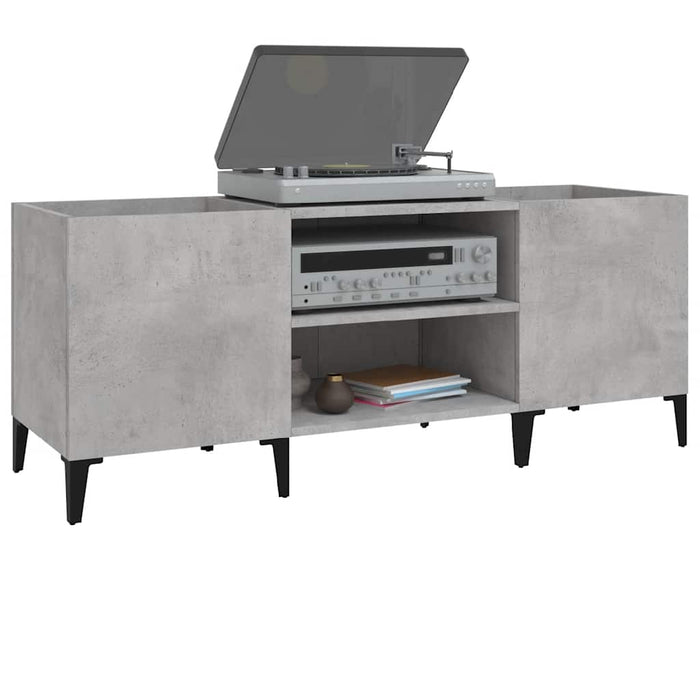 Dulap pentru discuri gri beton, 121x38x48 cm, lemn prelucrat - WALTI WALTI