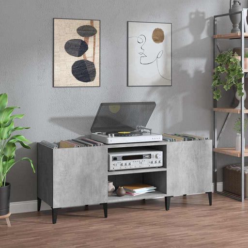 Dulap pentru discuri gri beton, 121x38x48 cm, lemn prelucrat - WALTI WALTI