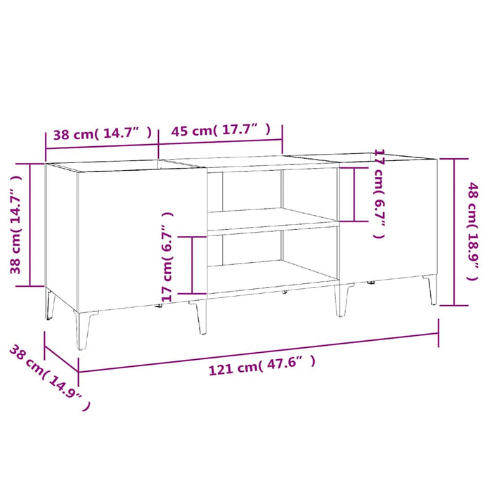 Dulap pentru discuri stejar maro, 121x38x48 cm, lemn prelucrat WALTI