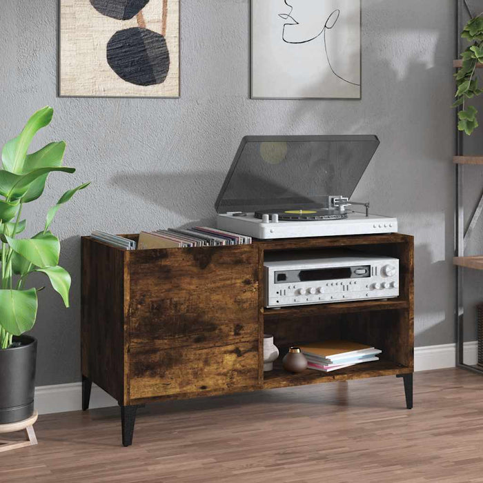 Dulap pentru discuri stejar afumat 84,5x38x48 cm lemn prelucrat - WALTI WALTI