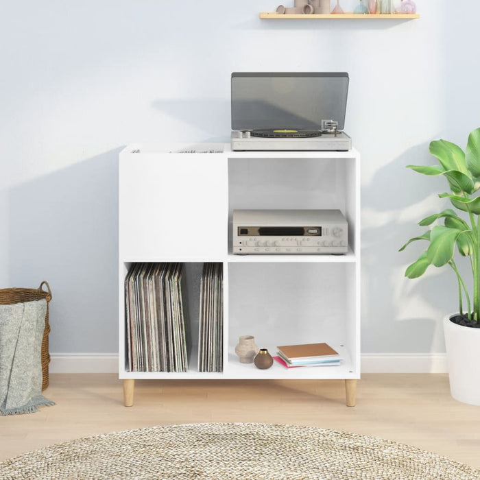 Dulap de discuri alb extralucios 84,5x38x89 cm lemn compozit WALTI