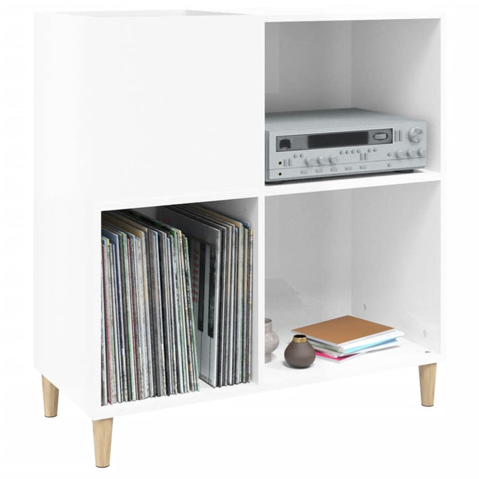 Dulap de discuri alb extralucios 84,5x38x89 cm lemn compozit WALTI