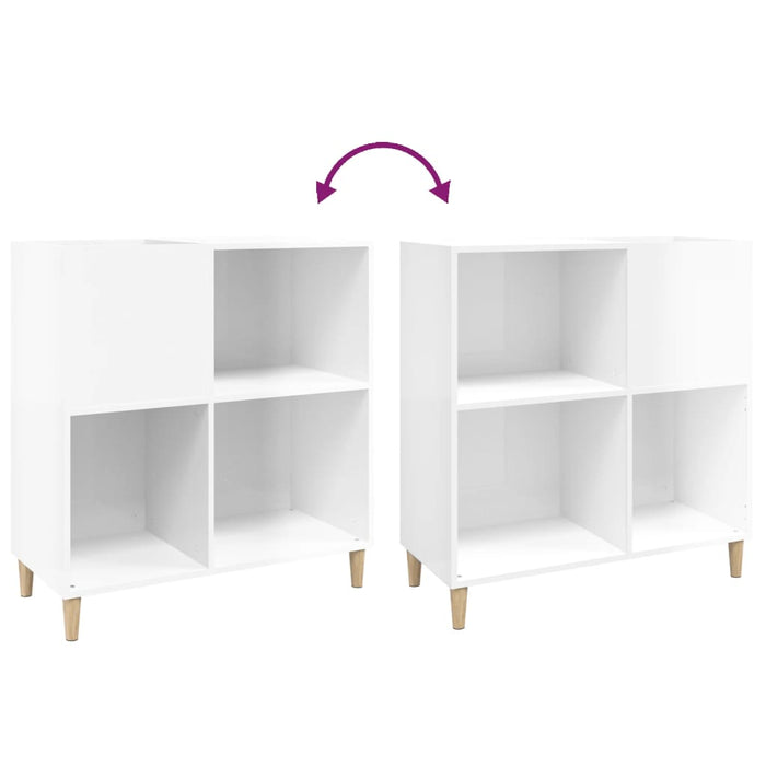 Dulap de discuri alb extralucios 84,5x38x89 cm lemn compozit WALTI