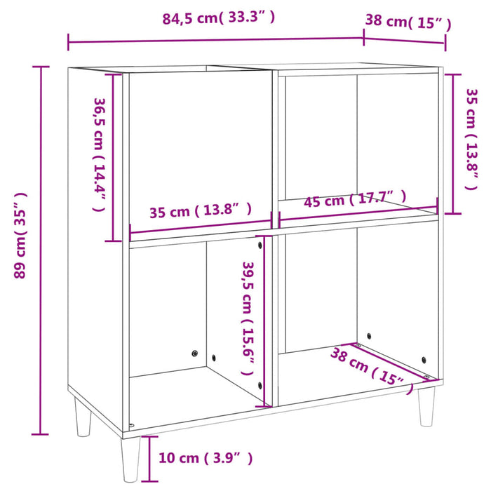 Dulap de discuri alb extralucios 84,5x38x89 cm lemn compozit WALTI