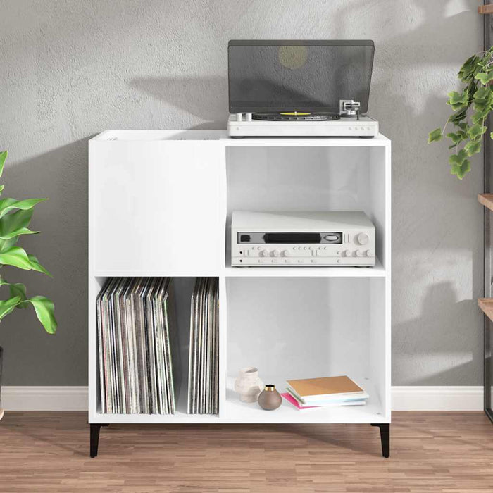Dulap discuri alb extralucios 84,5x38x89 cm lemn compozit WALTI