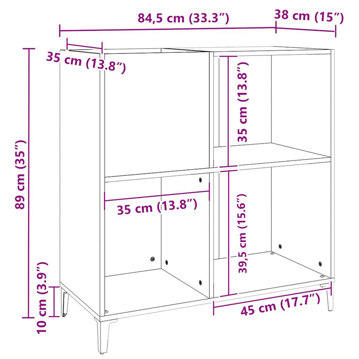 Dulap discuri alb extralucios 84,5x38x89 cm lemn compozit WALTI