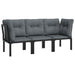 Set mobilier de grădină cu perne, 3 piese, negru/gri, poliratan - WALTI WALTI