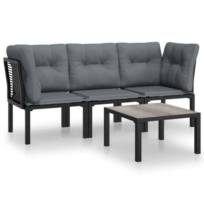 Set mobilier de grădină, 4 piese, negru și gri, poliratan - WALTI WALTI