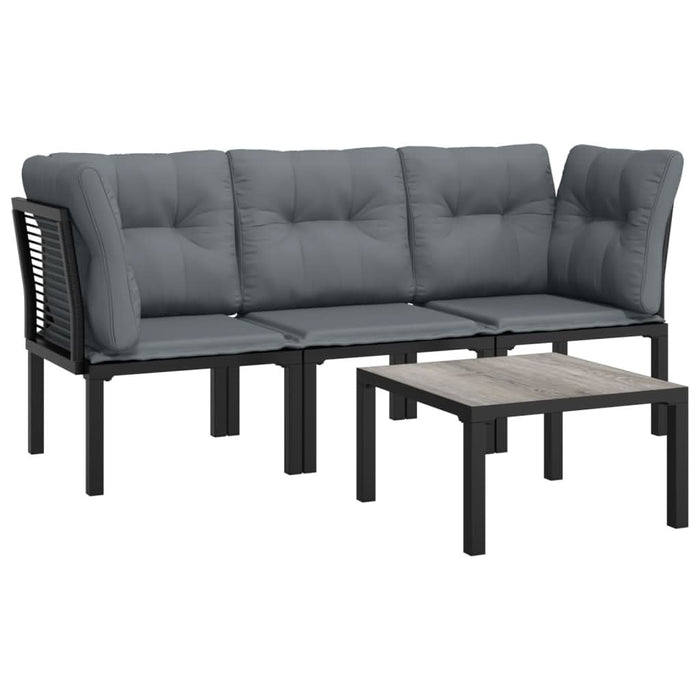Set mobilier de grădină, 4 piese, negru și gri, poliratan - WALTI WALTI